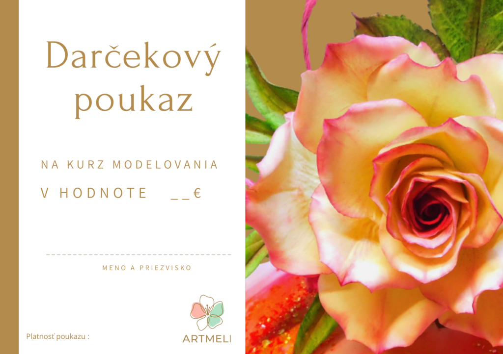 Artmeli Darčekový poukaz c9 na cukrársky kurz modelovania ozdôb a dekorácií na torty s fotkou ruža