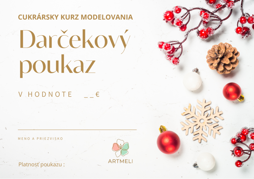 Artmeli Darčekový poukaz na cukrársky kurz modelovania ozdôb a dekorácií na torty